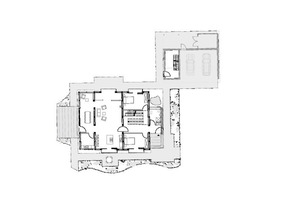  Grundriss Erdgeschoss, Maßstab 1:200 1 Windfang 2 WC 3 Schlafen 4 Diele 5 Gast 6 Kochen 7 Wohnen 8 Loggia 9 Hauswirtschaft 10 Kind 11 Bad 12 Flur 13 Ankleide 