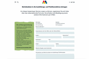  Registrierung für die Praktikums- und Lehrstellenbörse auf der Kampagnenwebsite 