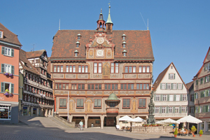  Historisches Rathaus am zentralen Marktplatz in Tübingen 