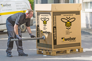  Mit der „weber biene“ kann man pro Stunde etwa 800 kg Fließspachtel in die Baustelle fördern 