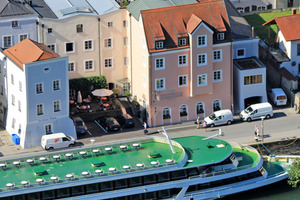  Akut hochwassergefährdet: das Hotel Residenz in Passau 