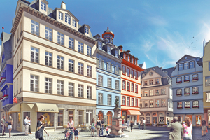  Der Hühnermarkt in Frankfurt am Main wird zum zentralen Platz des neuen Viertels DomRömerRendering: DomRömer GmbH 