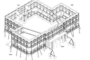  Isometrie, Stahlbau stützt historische Fassade, ohne MaßstabZeichnung: Stahlbau Süssen 