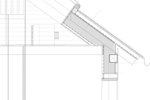  Traufschnitt, Maßstab 1:20 Dachaufbau 0,2 cm Kupferblech 3,5 cm Holzschalung 8,0 cm Hinterlüftung 2,0 cm DWD Platte 31,0 cm Holzfaserdämmung Steicoflex 0,3 cm Dampfbremse Isozell Airstop sd = 18 m 4,0 cm Lattung / Heraklith 2,2 cm Nut- und Federschalung W 