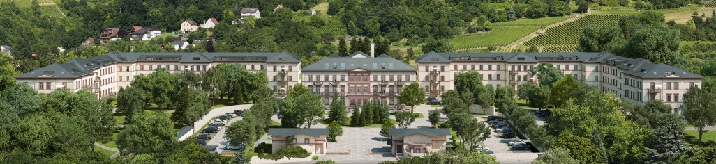 01 Visualisierung Gesamtansicht der umgenutzten Klinik in Heppenheim Quelle: archlab, Dresden