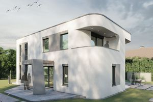  So soll das aus Beton gedruckte Wohnhaus nach Plänen des Büros Mense-Korte ingenieure+architekten nach Fertigstellung im März nächsten Jahres in Beckum aussehen 