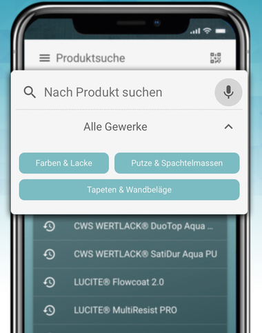 Neu bei WikiPaint 3.0 ist die Produktsuche ?ber die Gewerke „Farben & Lacke“, „Putze & Spachtelmassen“ sowie „Tapeten & Wandbel?ge“