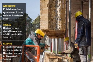  Der Beitrag über die bewitterte Stampflehmfassade von Alnatura in Darmstadt erschien in der Ausgabe Januar/Februar 2021 