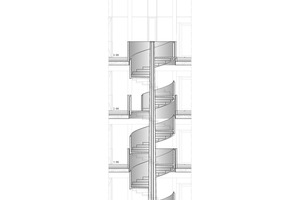  Schnitt Spindeltreppe, Maßstab 1:75 