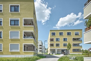  Die Fassaden der Häuser des Iser-Quartiers sind in Grau-, Gelb-, Ocker- und Weißtönen gehalten – im Farbentwurf sind keine kalten Farben zu finden 