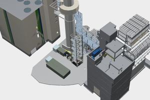  3D-Modell der CO2-Abscheide-Pilotanlage von Rohrdorfer. 