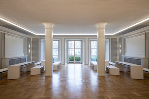  Außen wie innen folgt die Gestaltung des Hörsaalgebäudes der Uni Erfurt dem Stil des Neoklassizismus 