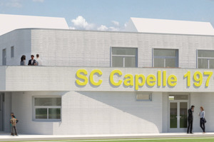  Der zweistöckige Bau bietet dem SC Capelle nach Fertigstellung eine Nutzfläche von etwa 330 m2&nbsp;&nbsp;&nbsp;  