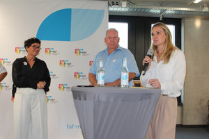  Bei einer Pressekonferenz in Mannheim stellten die Organisatoren das Konzept der FAF 2024 (v. l.): Messe-Leiterin Bettina Reiter, Jörg Ottemeier vom Bundesverbandes Ausbau und Fassade und Lisa-Marie Niehoff vom Presse-Team der GHM 