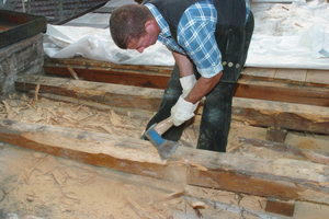  Bebeilungen an einem vom Hausbock geschädigten Bauteil 