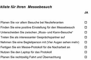 Eine Checkliste für die Planung eines Messebesuches 