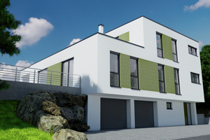  Mit der Bamboo-Lasurtechnik können an der Fassade wie hier zum Beispiel zwischen den Fenstern Akzen-te gesetzt werden 