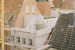  In der Pägonnienstraße 1 entsteht der Erschließungsneubau mit einem Zwischenfoyer im Mezzaningeschoss 