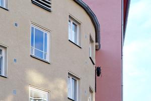  Die Farbgebung der Putzfassaden orientiert sich am historischen Vorbild 