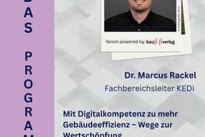  Dr. Marcus Rackel, Teamleiter Gebäude am Kompetenzzentrum Energieeffizienz durch Digitalisierung (KEDi), spricht über Digitalisierung und Gebäudeeffizienz  