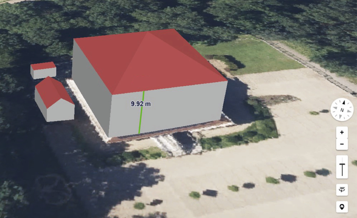 Messung der Gebäudehöhe im 3D-Modell zur Planung eines Gerüsts