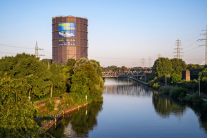  Der Gasometer in Oberhausen hat einen Durchmesser von knapp 68 m und ist 117,5 m hoch. Bis 1988 war er Europas größter in Betrieb befindlicher Scheibengasbehälter 