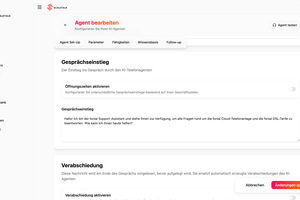  ScaleTalk“ liefert die Möglichkeiten, die Telefon-KI zu programmieren und damit Gesprächslogik und Branchenvorgaben sowie weitere Infos festzulegen 