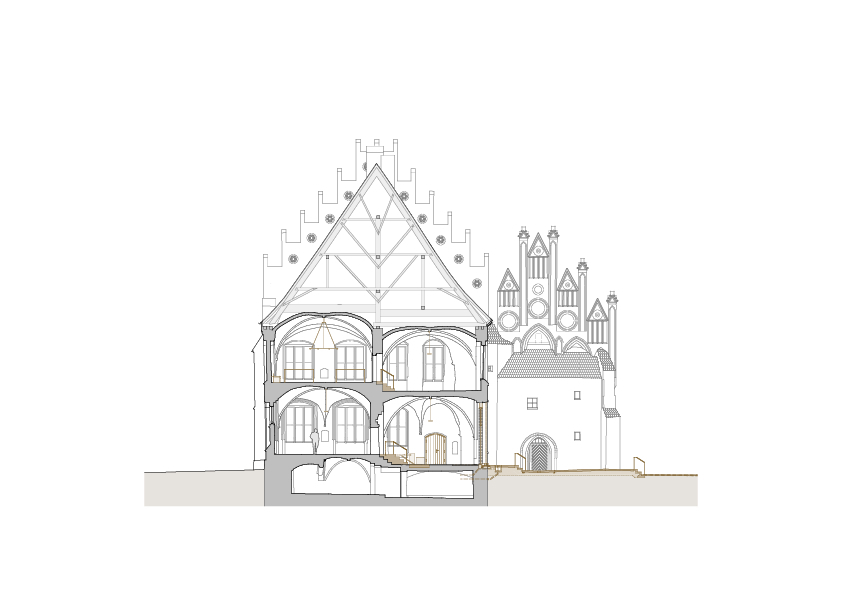 Schnitt Abtshaus und Siechenhaus Kloster Zinna in Jüterbog