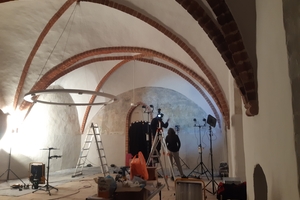  Die Freskenmalereien im Abtshaus wurden in erster Linie gereinigt und gesichert. Die Maßgabe war, möglichst wenig in das Original einzugreifen 