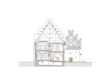 Schnitt Abtshaus und Siechenhaus Kloster Zinna in Jüterbog