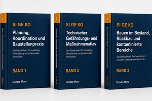  Das dreibändige SiGeKo-Standardwerk fasst Grundlagen, technische Baustellenpraxis und Spezialthemen wie Bestand, Rückbau und kontaminierte Bereiche zusammen 