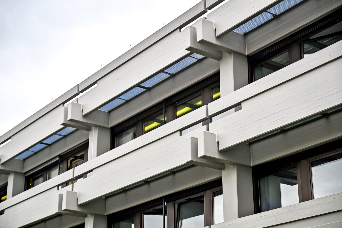 Die Fassade des Rathauses in Aalen nach Abschluss der Sanierung mit dem Sika Betonersatzsystemen