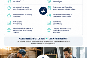  Ein Handwerksbetrieb braucht keine möglichst lange Liste an Benefits. Er braucht eine Struktur, die berücksichtigt, wer dort arbeitet und welchen unterschiedlichen Herausforderungen diese Menschen ausgesetzt sind 