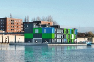  Das schwimmende Klimahaus der Internationalen Bauausstellung IBA Hamburg wurde Ende September in der Hansestadt zu Wasser gelassen 