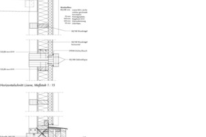  Fassadenschnitt Giebelseite, Maßstab 1 : 15 