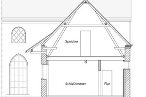  Schnitt BB, Westflügel, Maßstab 1 : 150 