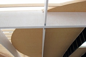  Die Dach-Elemente liegen auf den Querträgern und schließen oberflächenbündig mit den Hauptträgern ab 