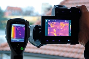  Display-Vergleich: die Flir i7 Infrarotkamera (links) produziert zwar ein qualitativ hochwertiges Wärmebild, kann aber mit dem Detailreichtum, den die große T640 bietet (rechts) nicht mithalten 