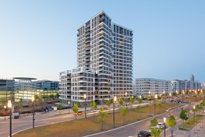  Der Westside Tower markiert den westlichen Zugang zum neuen Quartier 