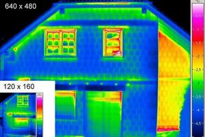  Größen- und Qualitätsvergleich: Thermogramm einer Einsteigerkamera mit 120 x 160 und einer Profikamera mit 640 x 480 Pixel Detektorauflösung 