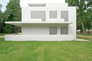  Das rekonstruierte Meisterhaus Moholy-Nagy in Dessau-Roßlau nach Abschluss der Lasurarbeiten Foto: Benedikt Kraft 