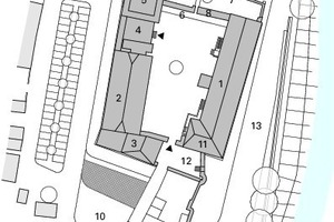  	1	Schloss	2	Kornhaus	3	Kornhaus Anbau	4	Foyer	5	Turmruine	6	Verbindungsgang	7	Terrassenmauer	8	Nördliche Schildmauer	9	Nordterrasse	10	Schlossplatz	11	Kemenate	12	Zwinger	13	Schlosspromenade 