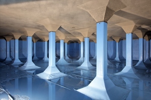  FPO-Dichtbahnen schützen den Beton der Trinkwasserhochbehälter unter dem Wasserturm von LudwigsburgFoto: Sika 
