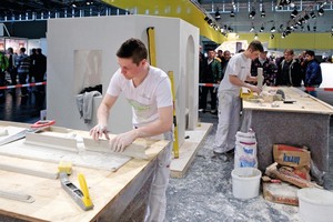  Nachwuchsstuckateure qualifizierten sich auf der Messe „Farbe – Ausbau &amp; Fassade“ Anfang März in Köln für die die Weltmeisterschaft der Berufe WorldSkills Anfang Juli in LeipzigFoto: Knauf 