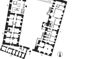  	1	Schloss	2	Kemenate	3	Zugang Schlosshof	4	Kornhaus Anbau	5	Kornhaus	6	Foyer	7	Turmruine 	8	Verbindungsgang 