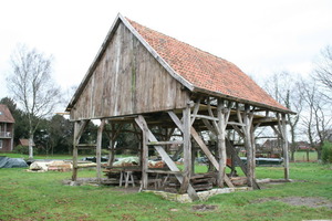  Fachwerkskelett zum Lernen für angehende Restauratoren im Handwerk auf dem Gelände der Akademie des Handwerk im Schloss Raesfeld 