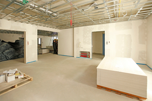  Auf rund 850 m² Wandfläche sorgen 12,5 mm dicke Knauf Comfortboards 23 für einen positiven Einfluss auf das Raumklima 
