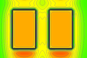  Thermografische Simulation eines Fassadenausschnitts des untersuchten Gebäudes in der Reichenbachstraße in München. Anhand der Farben ist die Wärmestromdichte gut zu erkennenFotos: Hild und K 