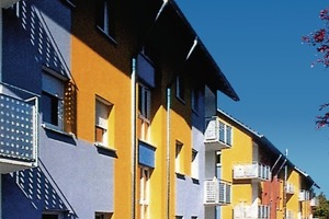  In neueren Wohnsiedlungen haben frische Farbtöne die Monotonie abgelöst<br /> 