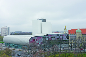  Mit der 2011 fertiggestellten Erweiterung wuchs die Deutsche Nationalbibliothek in Leipzig auf rund 14 000 m2 Nutzfläche an 